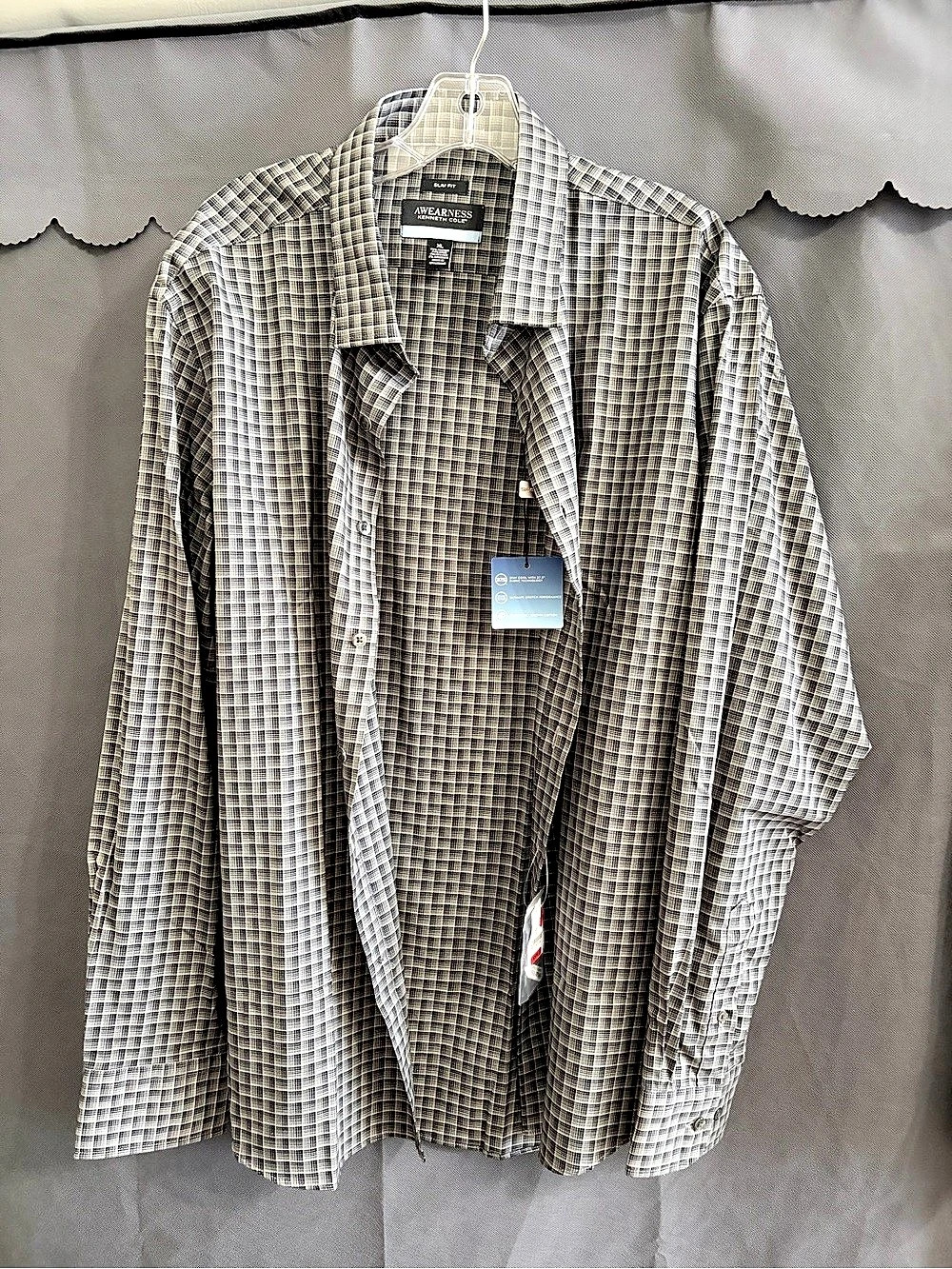 Awearness Kenneth Cole Chillflex Slim Fit Plaid Button-Up Shirt XL